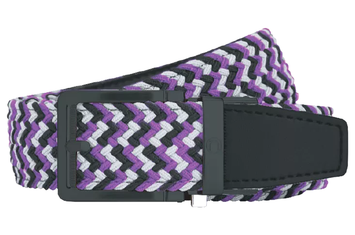 Braided Purple, Silver & Black, 1 3/8 Strap, Golf Belt