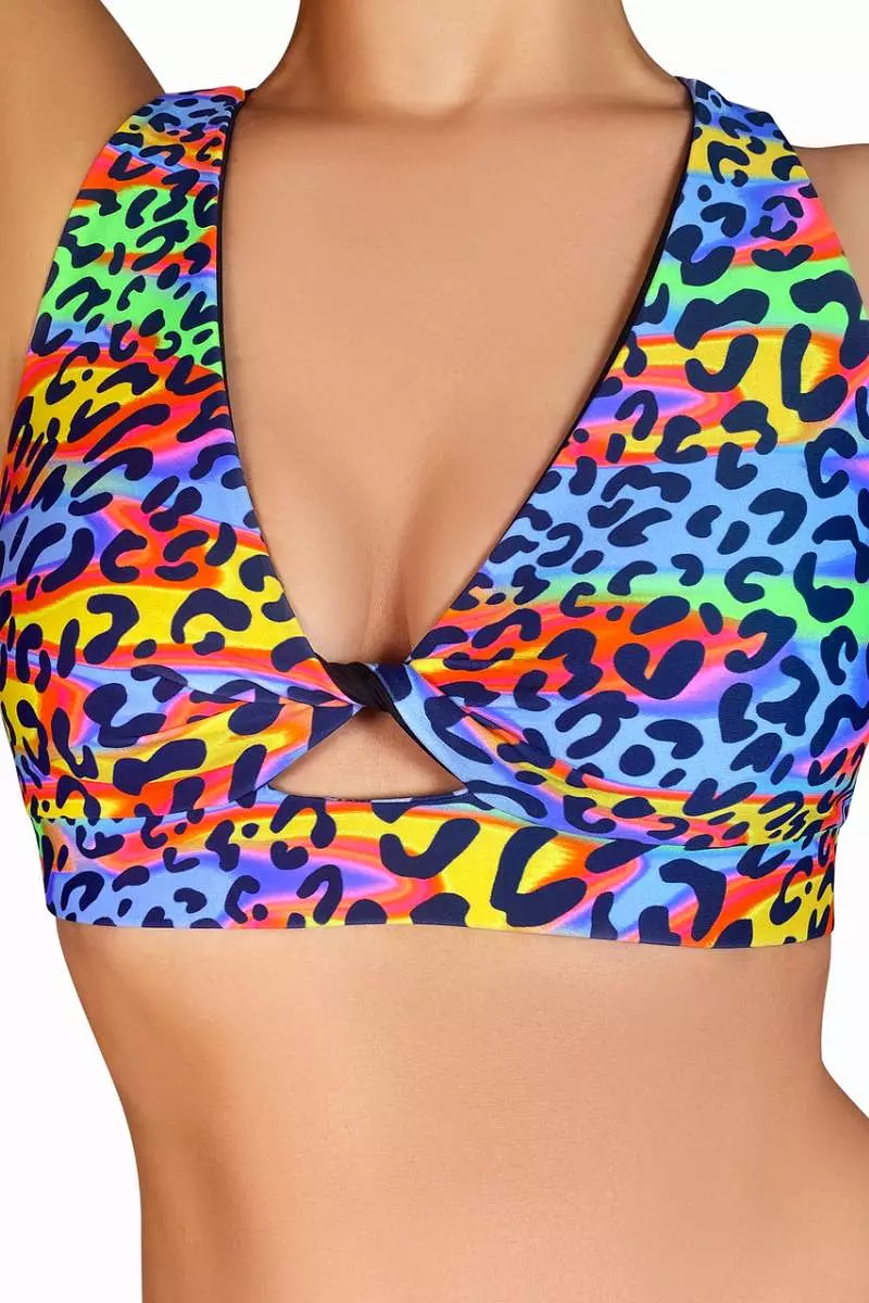 Cleo the Hurricane Twist Sports Bra - Multi Leopard