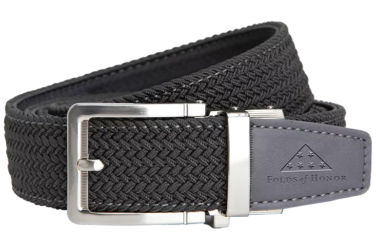 FoH Braided Grey Stamped Tip, 1 3/8 Strap, Golf Belt