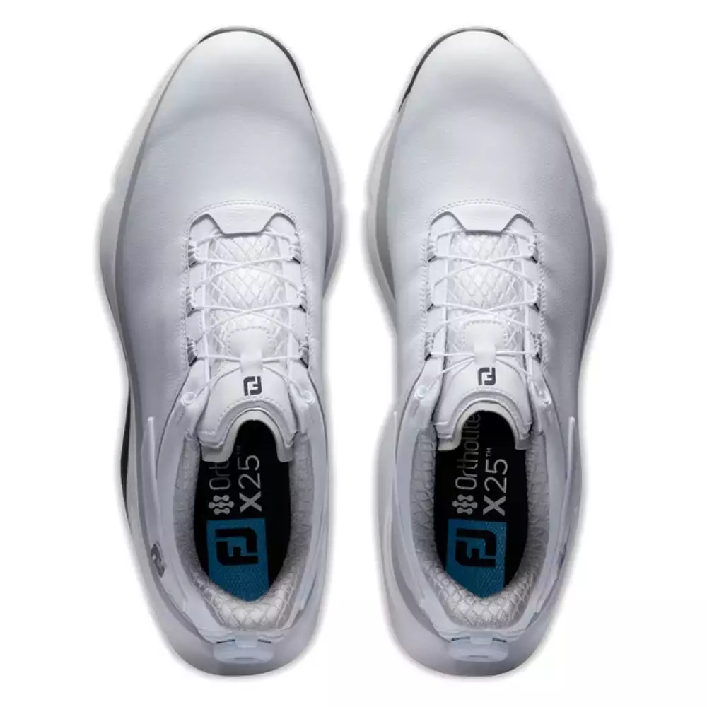 FootJoy Mens Pro/SLX BOA Spikeless Golf Shoes - White/White/Gray