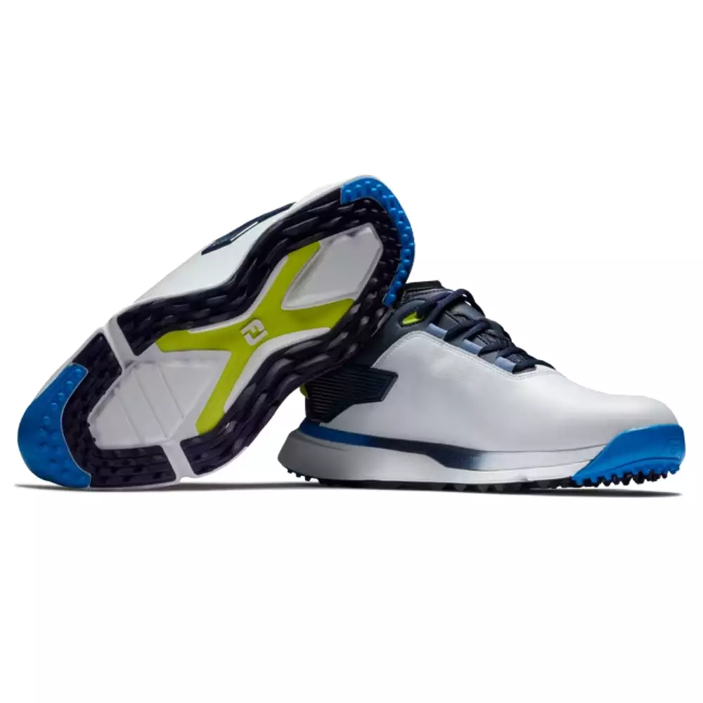 FootJoy Mens Pro/SLX Spikeless Laced Shoes - White/Navy/Blue