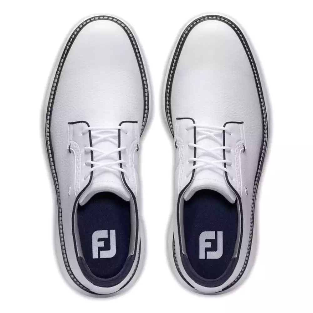 FootJoy Mens Traditions Blucher Cleated Golf Shoes - White/White/Navy