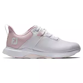 FootJoy Women's ProLite Spikeless Laced Golf Shoes - White/Pink