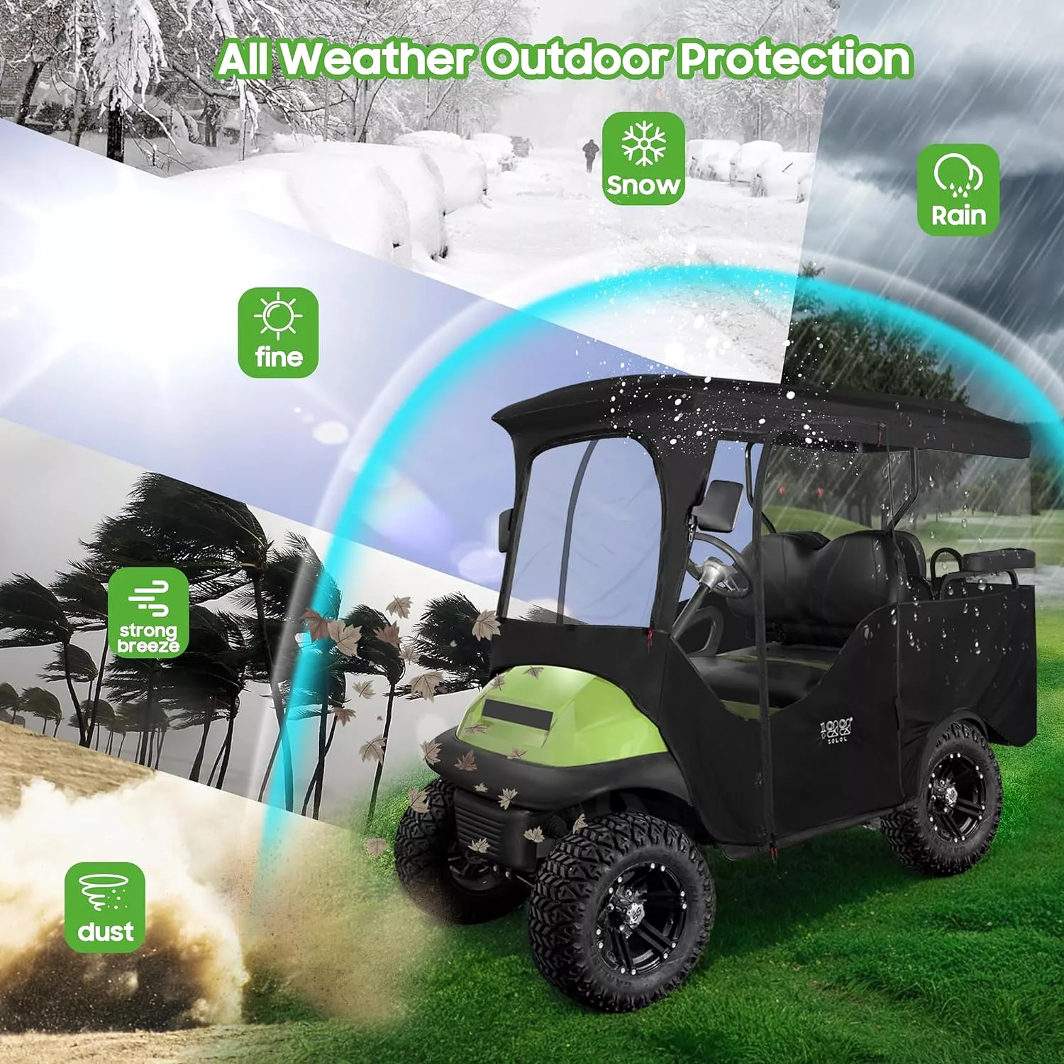 Golf Cart Enclosures for Club Car Precedent 4 Passenger & Extended Roof - 10L0L