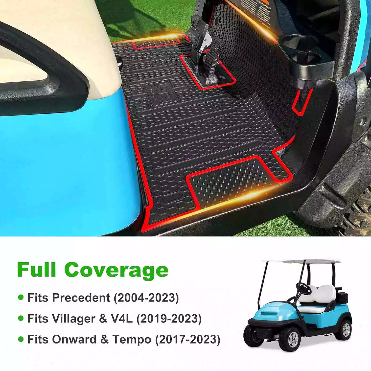 Golf Cart Floor Mats for Club Car Onward Tempo Villager V4L Precedent - 10L0L