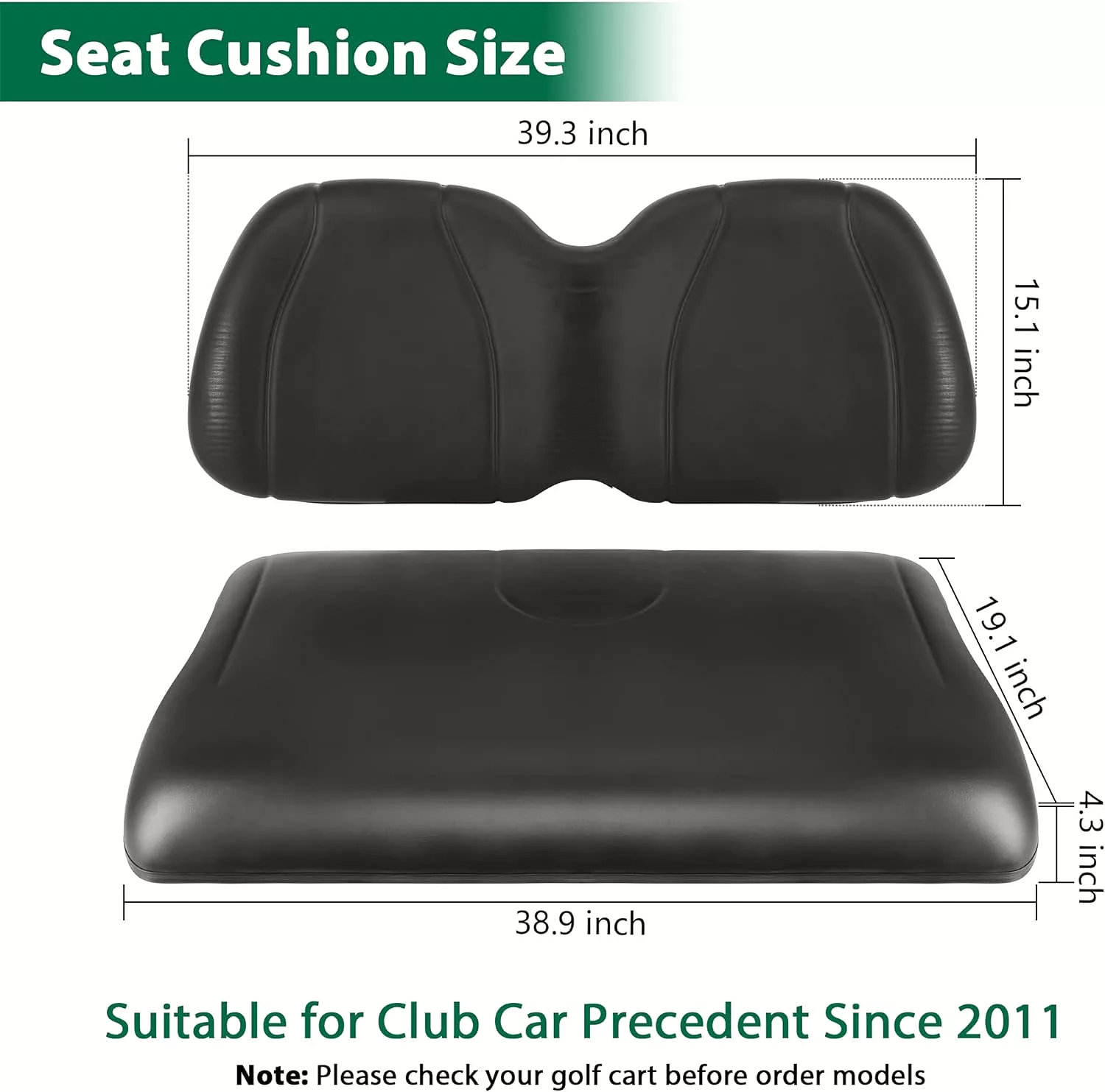 Golf Cart Front Seat Cushion & Backrest for Club Car Precedent 2012-Up - 10L0L