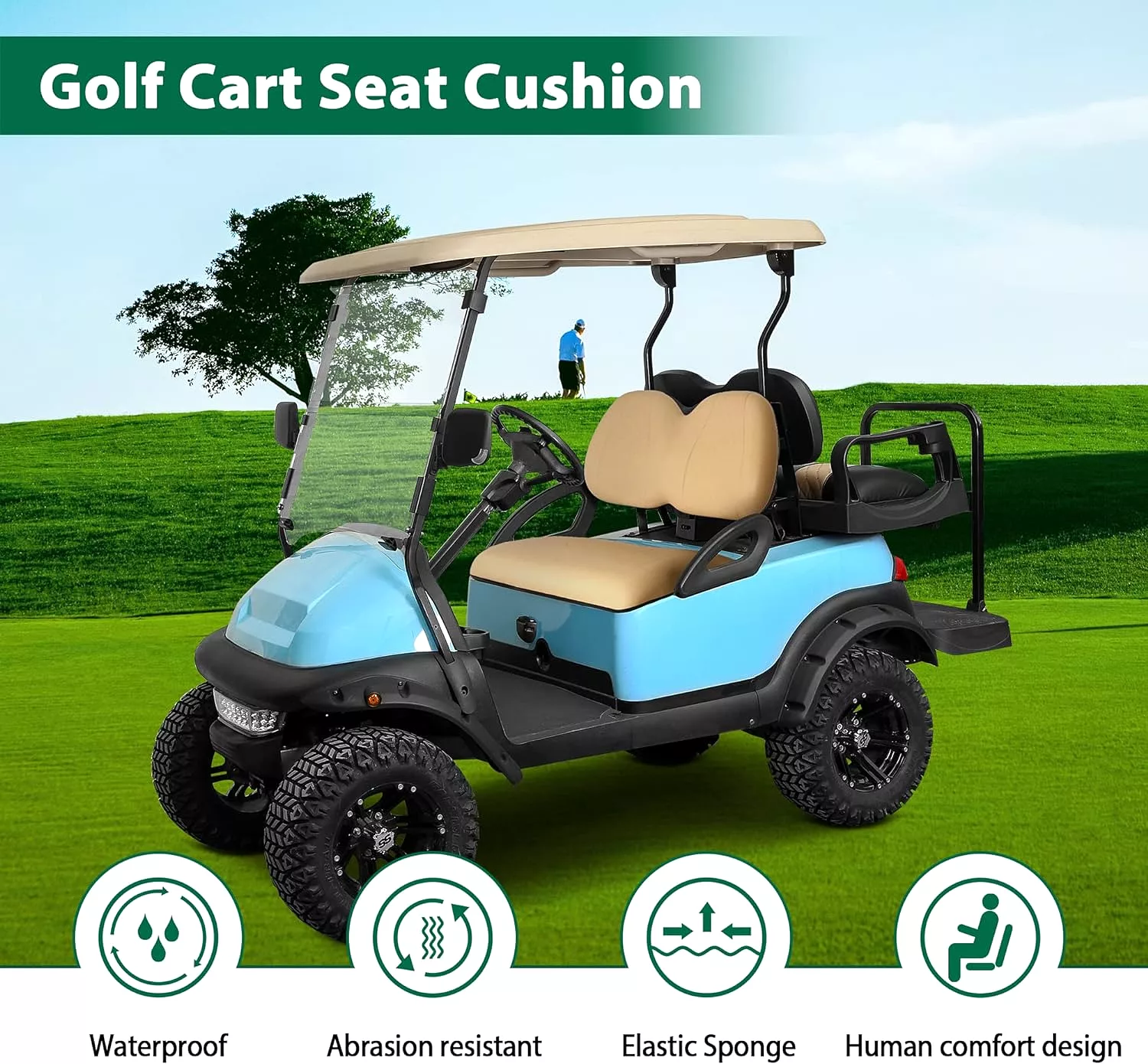 Golf Cart Front Seat Cushion & Backrest for Club Car Precedent 2012-Up - 10L0L