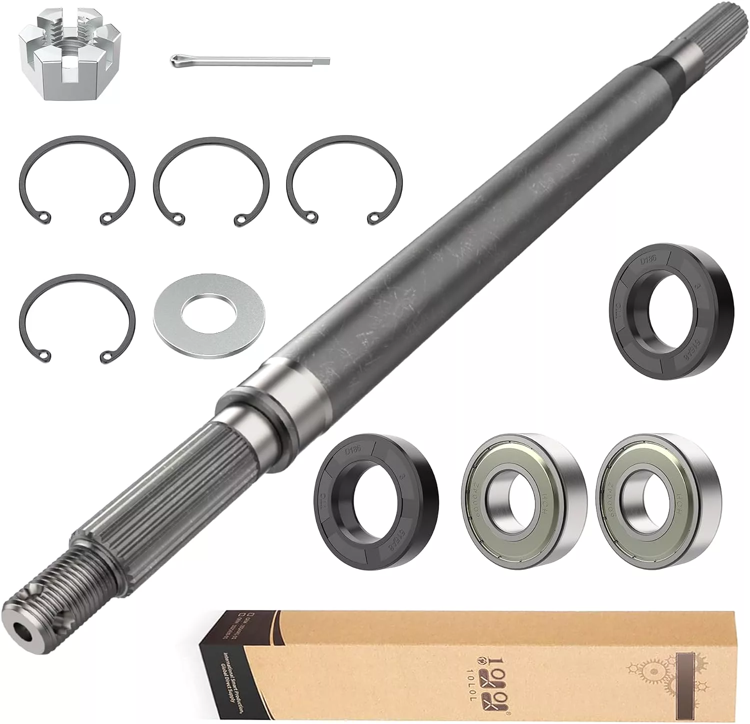 Golf Cart Rear Spline Axle Shaft with Bearing Seal Kit fit EZGO RXV 2008-Up - 10L0L