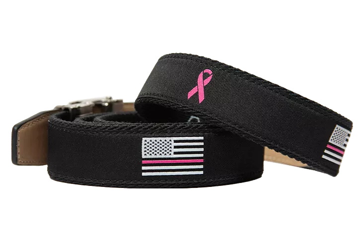 Hampton Black Pink Ribbon, 1 3/8 Strap, Golf Ribbon Belt