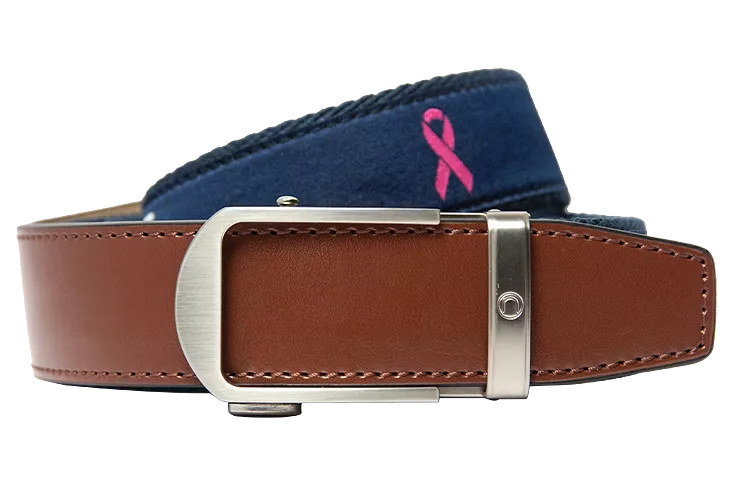 Hampton Navy Pink Ribbon, 1 3/8 Strap, Golf Ribbon Belt