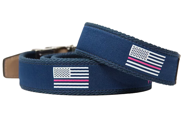 Hampton Navy Pink Ribbon, 1 3/8 Strap, Golf Ribbon Belt