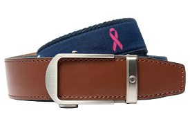 Hampton Navy Pink Ribbon, 1 3/8 Strap, Golf Ribbon Belt