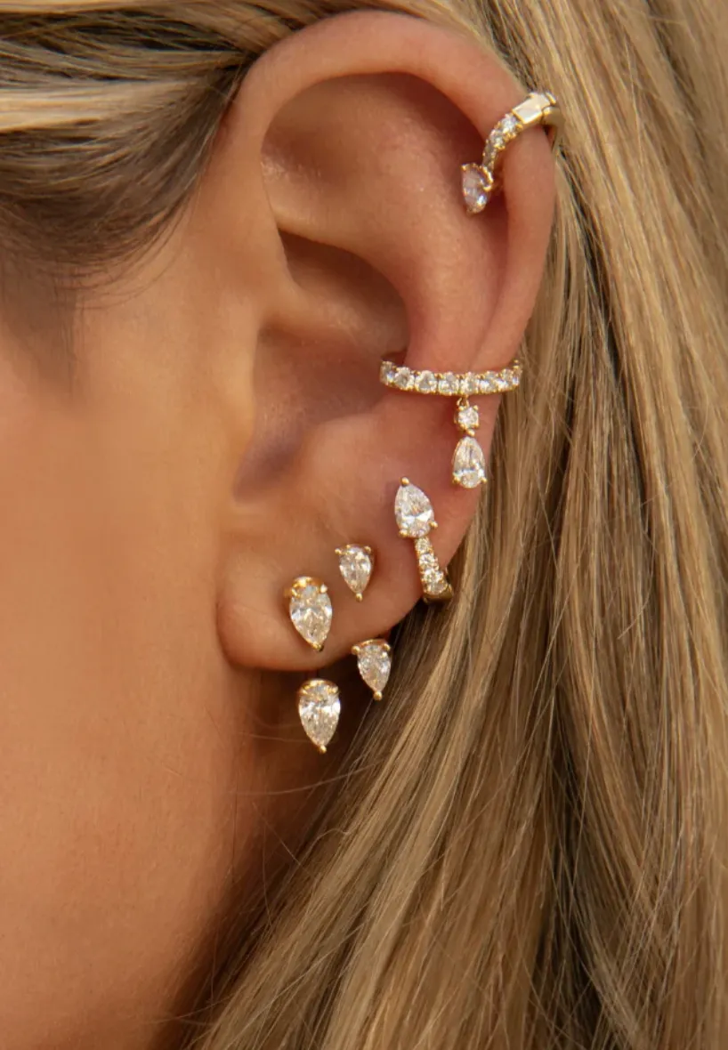 LARGE PEAR DIAMOND ORBIT EARRING