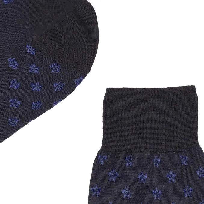 LONG SOCKS WOOL FLOWERS Man Blue Reale