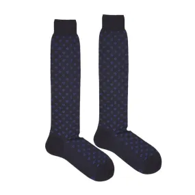 LONG SOCKS WOOL FLOWERS Man Blue Reale