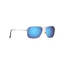 Maui Jim Wiki Wiki Polarized Aviator Sunglasses Silver Frame Blue Hawaii Lens