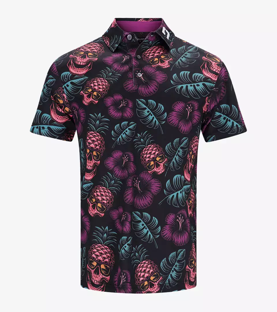 PINEAPPLE SKULLZ POLO - BLACK