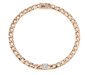 Plain chain bracelet w/ round diamond center