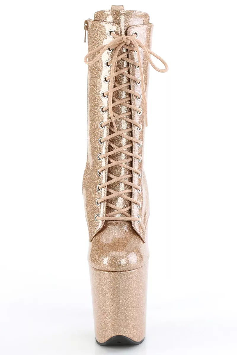 Pleaser USA Flamingo-1040GP 8inch Pleaser Boots - Gold Glitter