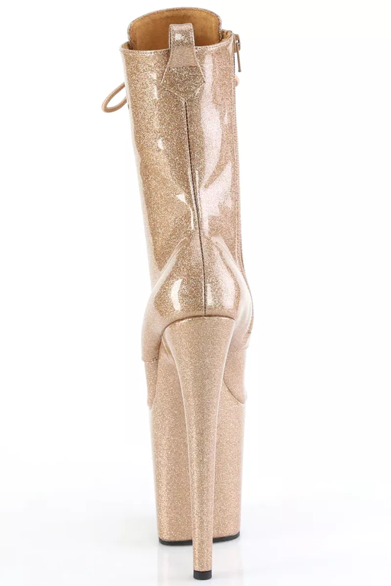 Pleaser USA Flamingo-1040GP 8inch Pleaser Boots - Gold Glitter