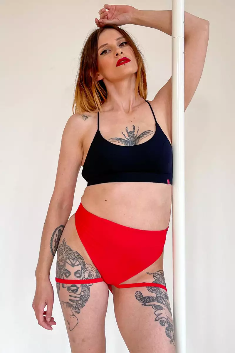 Pole Addict Bliss Garter Shorts - Red