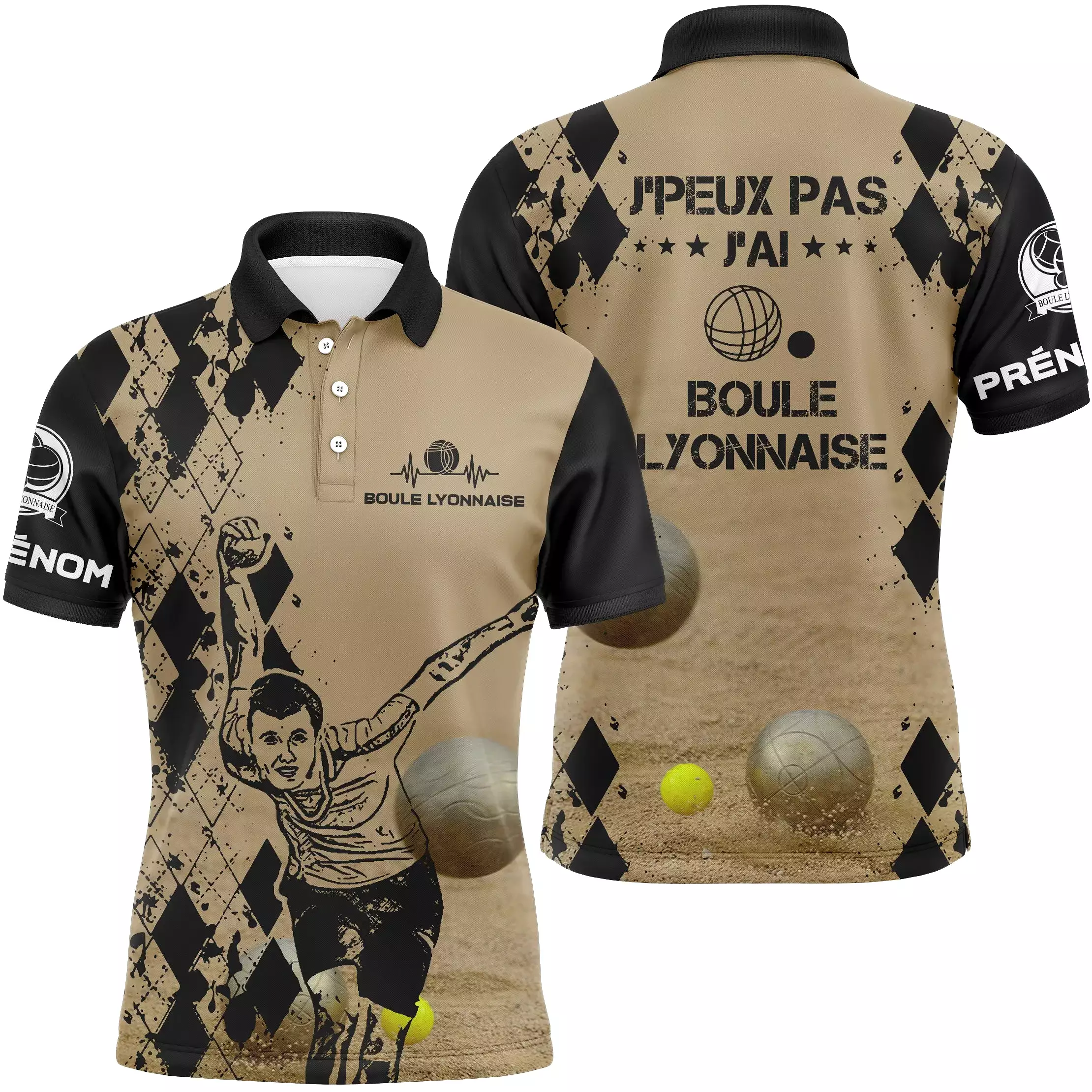 Polo Homme Et Femme Personnalisé, J'peux pas J'ai Boule Lyonnaise, Cadeau Humour Bouliste - CT03102336