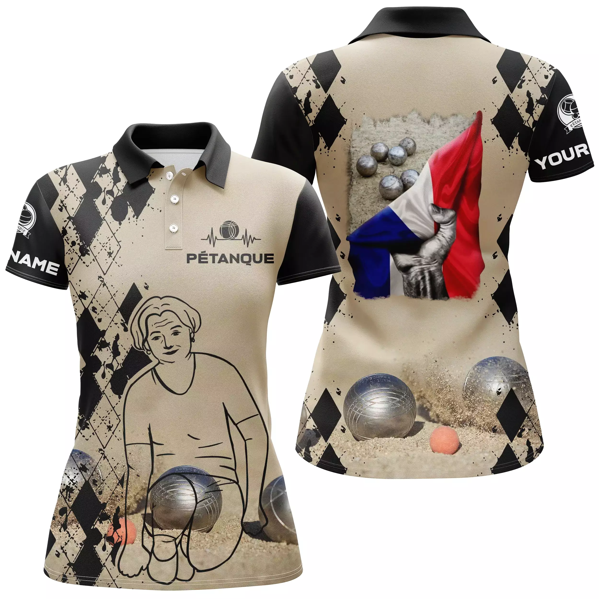 Polo Pétanque, Cadeau Personnalisé Bouliste, Drapeau France - CT13092365