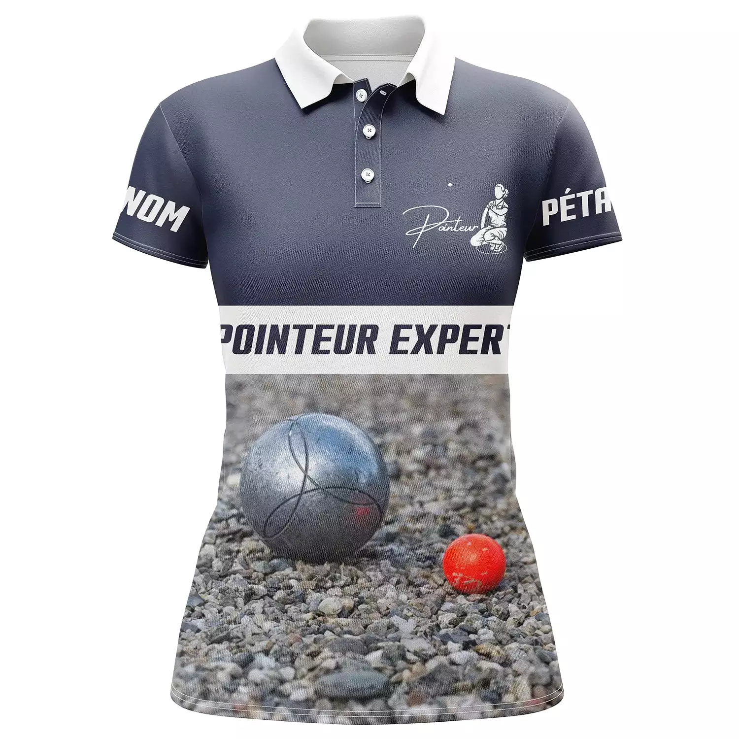 Polo Pétanque Personnalisé Pointeur Expert - Cadeau Idéal Bouliste, Vêtement Unique Pour Amateurs de Pétanque - CT13072338