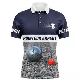 Polo Pétanque Personnalisé Pointeur Expert - Cadeau Idéal Bouliste, Vêtement Unique Pour Amateurs de Pétanque - CT13072338