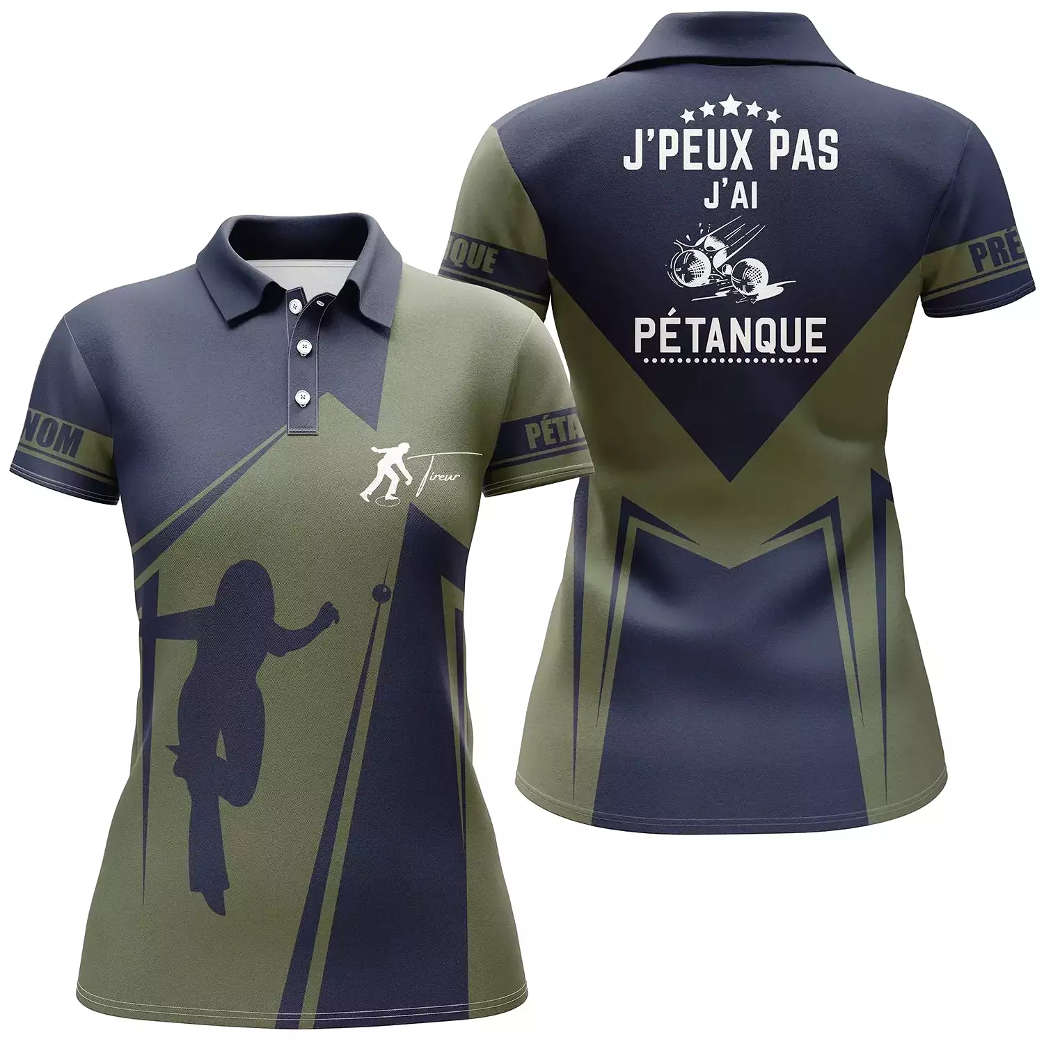 Polo Pétanque Personnalisé, Polo Bouliste, Cadeau Orignal Pour Les Tireurs, J'peux Pas J'ai Pétanque - CT14072318