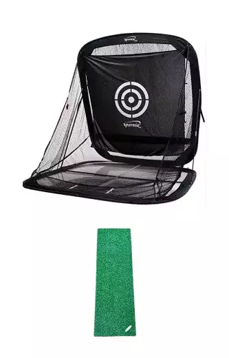 Spornia SPG-7 Golf Practice Net + Golf Hitting Strip Bundle