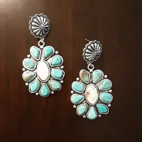 Turquoise White Stone Earrings