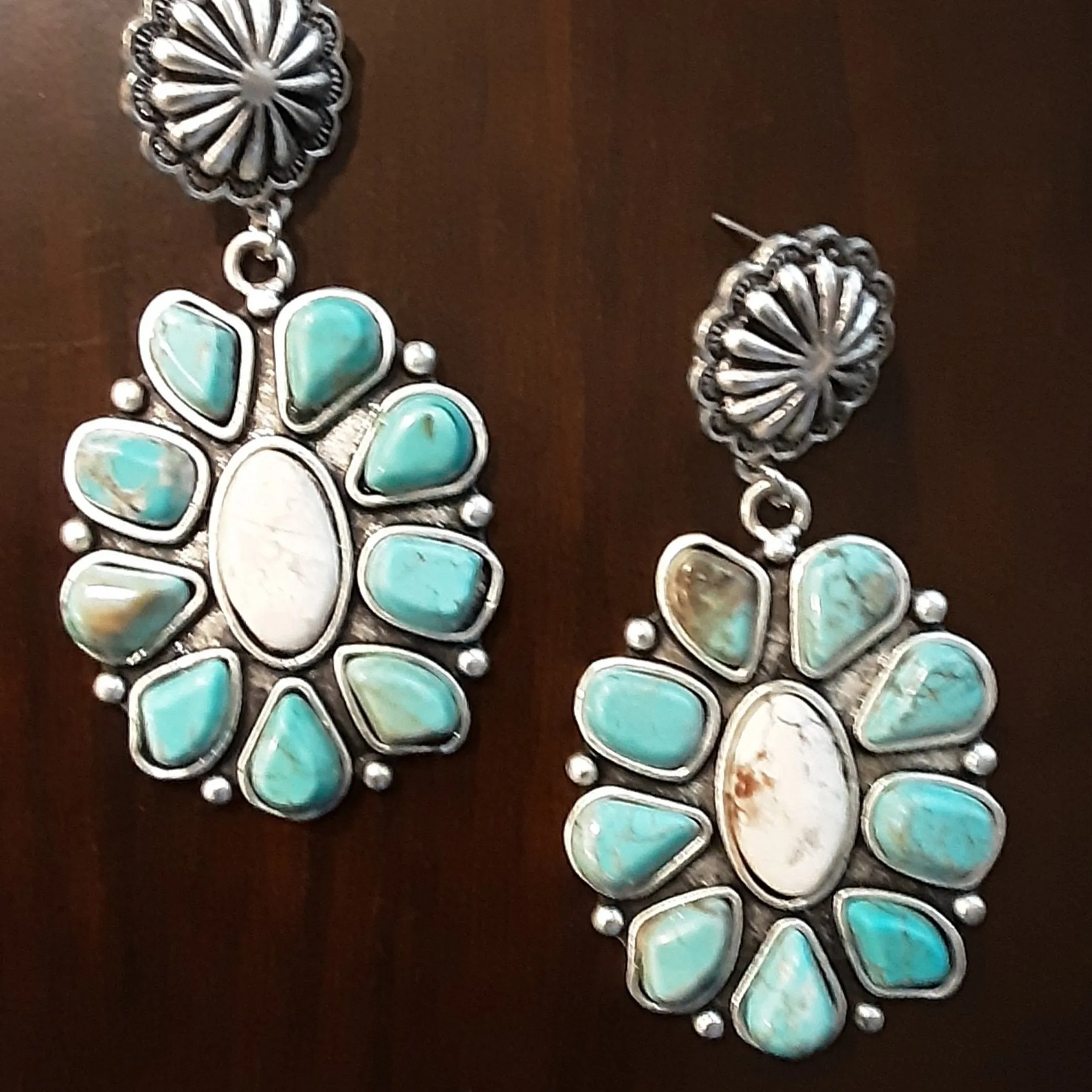 Turquoise White Stone Earrings